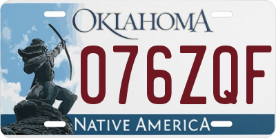 OK license plate 076ZQF