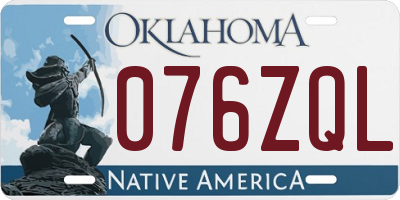 OK license plate 076ZQL