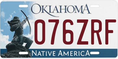OK license plate 076ZRF