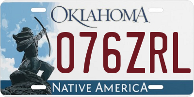 OK license plate 076ZRL