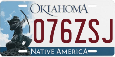 OK license plate 076ZSJ