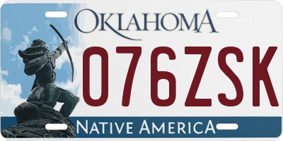 OK license plate 076ZSK