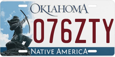 OK license plate 076ZTY