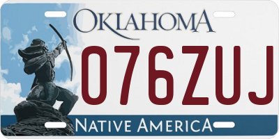 OK license plate 076ZUJ