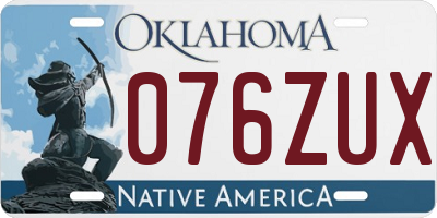 OK license plate 076ZUX