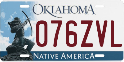 OK license plate 076ZVL