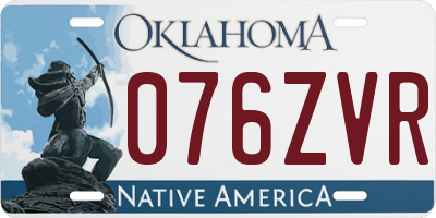 OK license plate 076ZVR