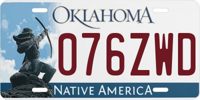 OK license plate 076ZWD