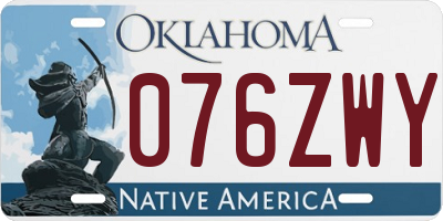 OK license plate 076ZWY