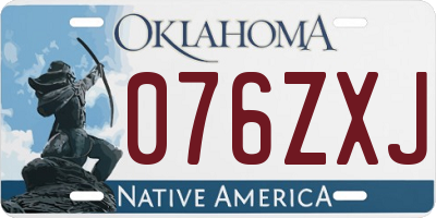 OK license plate 076ZXJ