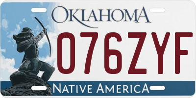 OK license plate 076ZYF