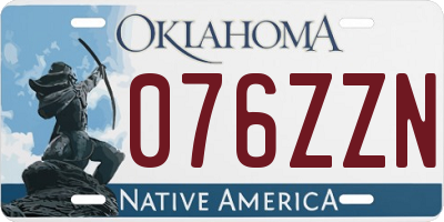 OK license plate 076ZZN
