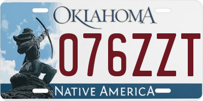 OK license plate 076ZZT