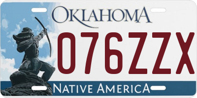 OK license plate 076ZZX