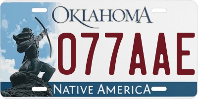 OK license plate 077AAE