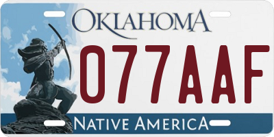 OK license plate 077AAF