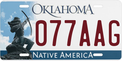 OK license plate 077AAG