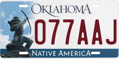 OK license plate 077AAJ