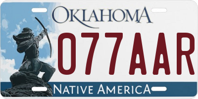 OK license plate 077AAR