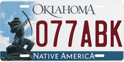 OK license plate 077ABK