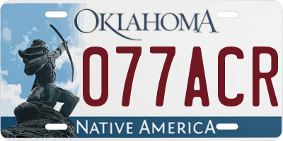 OK license plate 077ACR