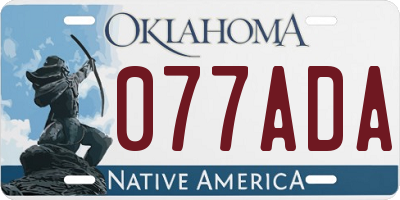 OK license plate 077ADA