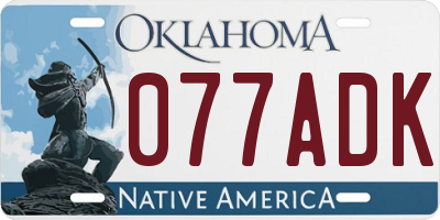 OK license plate 077ADK