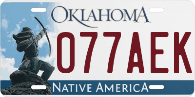OK license plate 077AEK
