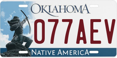OK license plate 077AEV
