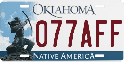 OK license plate 077AFF