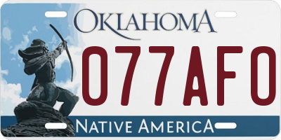 OK license plate 077AFO