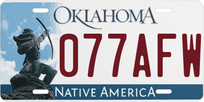OK license plate 077AFW
