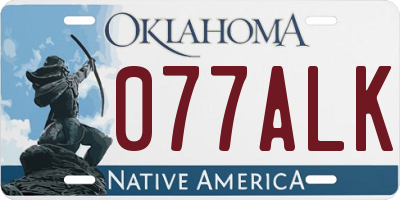 OK license plate 077ALK