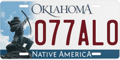 OK license plate 077ALO