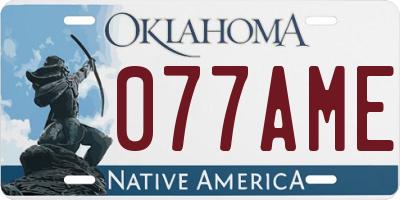 OK license plate 077AME
