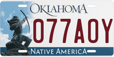 OK license plate 077AOY