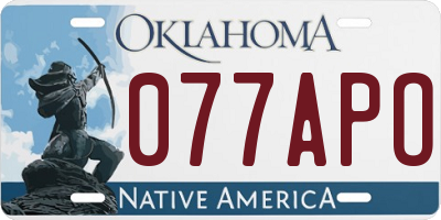 OK license plate 077APO