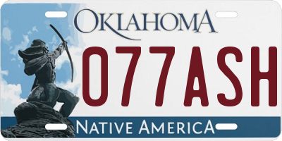 OK license plate 077ASH