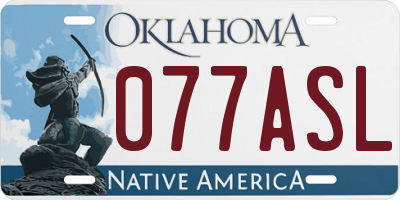 OK license plate 077ASL