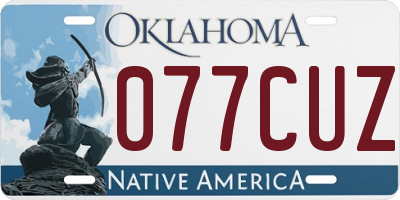 OK license plate 077CUZ
