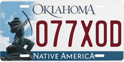 OK license plate 077XOD