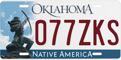OK license plate 077ZKS