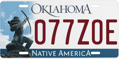 OK license plate 077ZOE