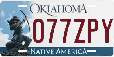 OK license plate 077ZPY