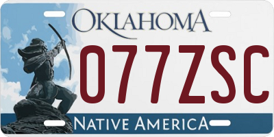 OK license plate 077ZSC