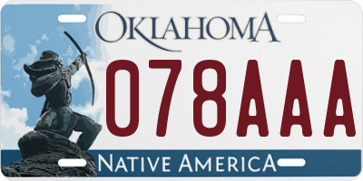 OK license plate 078AAA