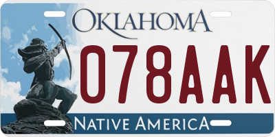 OK license plate 078AAK