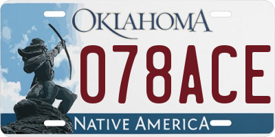 OK license plate 078ACE