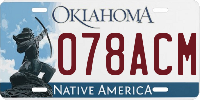 OK license plate 078ACM