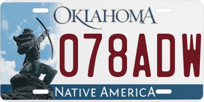 OK license plate 078ADW